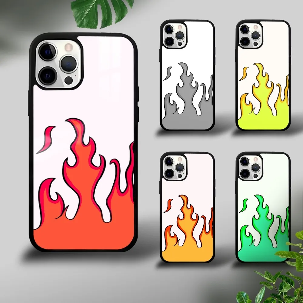 

Fashion Personality Flame Phone Case For iPhone 16 15 14 13 12 11 Pro Xs Max Mini Plus Celulares Hard Funda