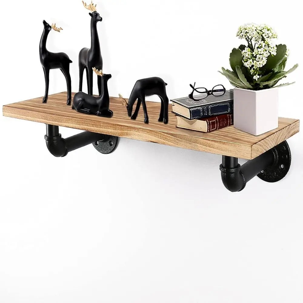Heavy Duty Floating Shelf Brackets Black Coated Wall Mount Cast Iron Shelves Brackets Wall Shelf Support Pipe Shelf Bracket
