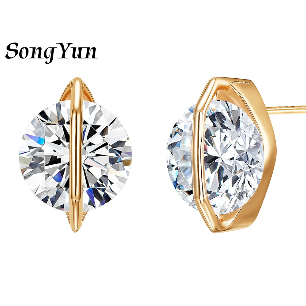 SONGYUN High Carbon Gemstones JewelryS925 Sterling Silver Simulated White Diamond Earrings for Women, Light Luxury High‑End