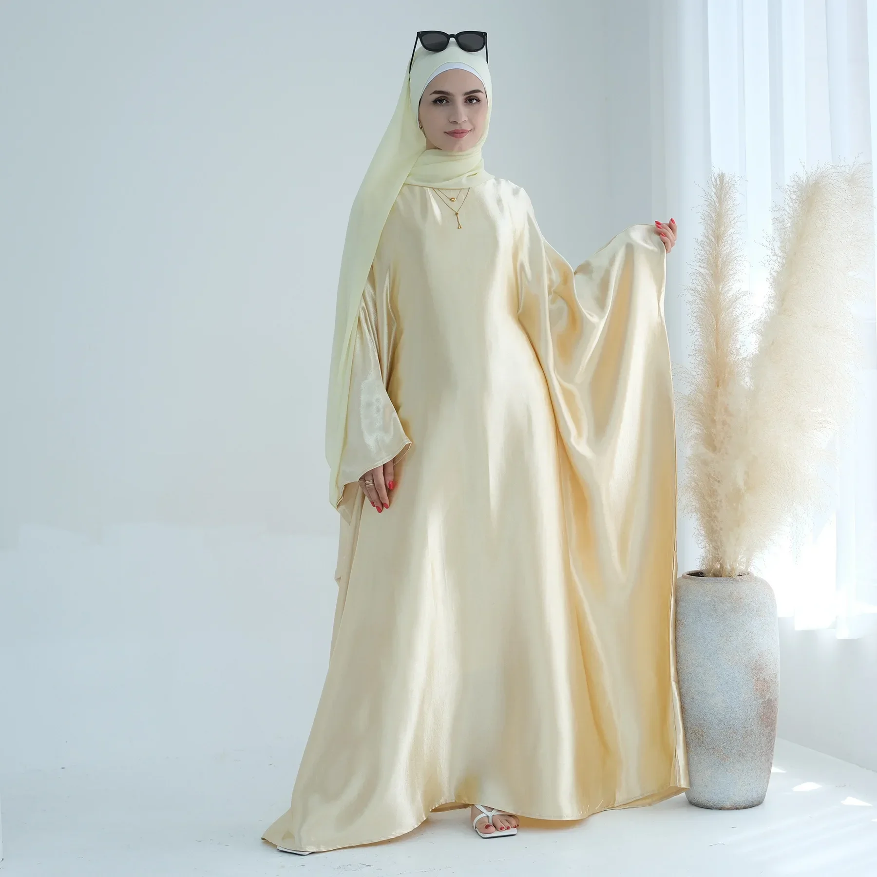 Novo brilhante abayas para mulheres eid vestido de festa muçulmano dubai abaya turquia kaftan djellaba marocain kebaya islam jalabiya oração robe
