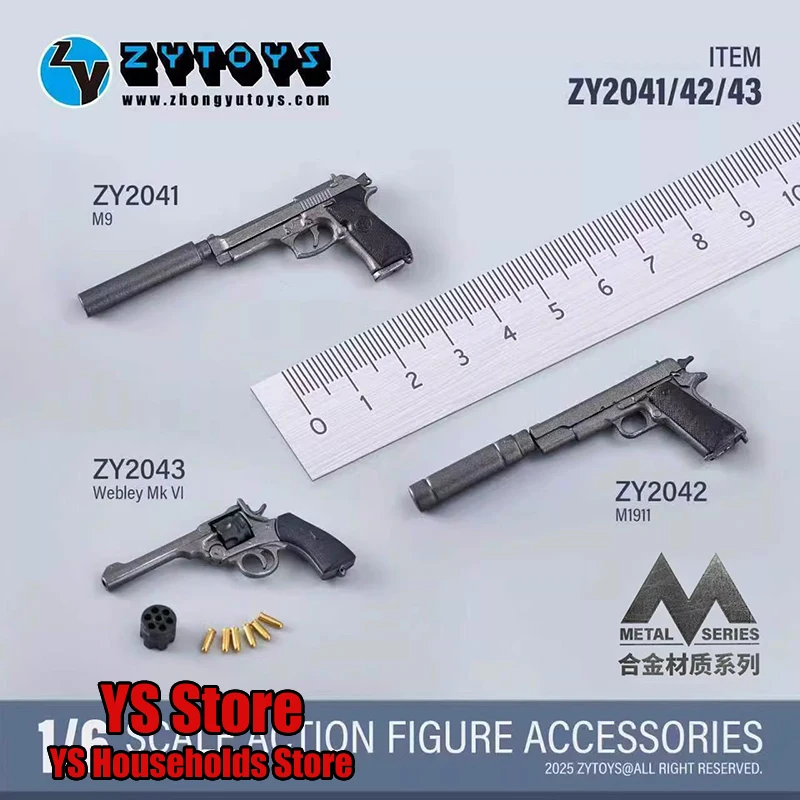 ZYTOYS M9 M1911 1/6 Webley Mk VI-ZY2043 نموذج مسدس ثابت ألعاب عسكرية ملحق لزينة مشهد شخصيات الحركة 12 بوصة #1