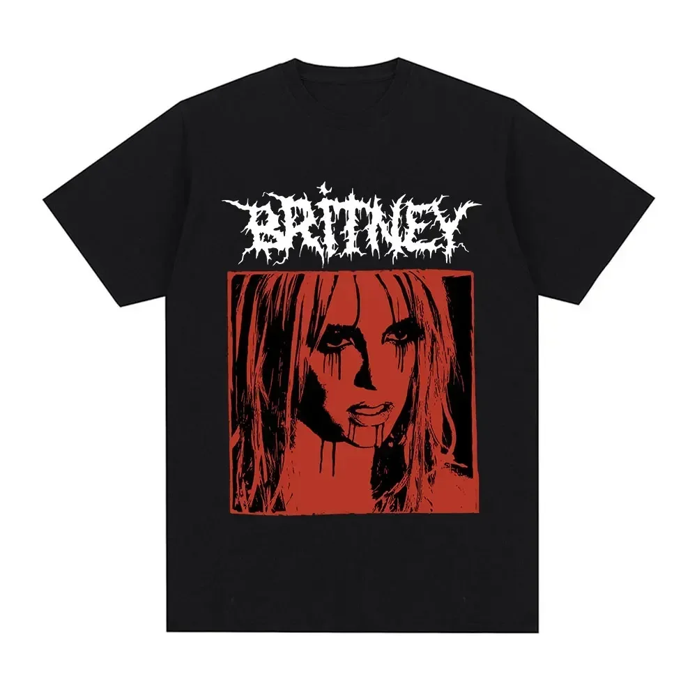 Britney Spears Metal Rock Graphic Printed T-shirt Women Fashion Hip Hop Harajuku Vintage Short Sleeve Aesthetic T Shirt Summer