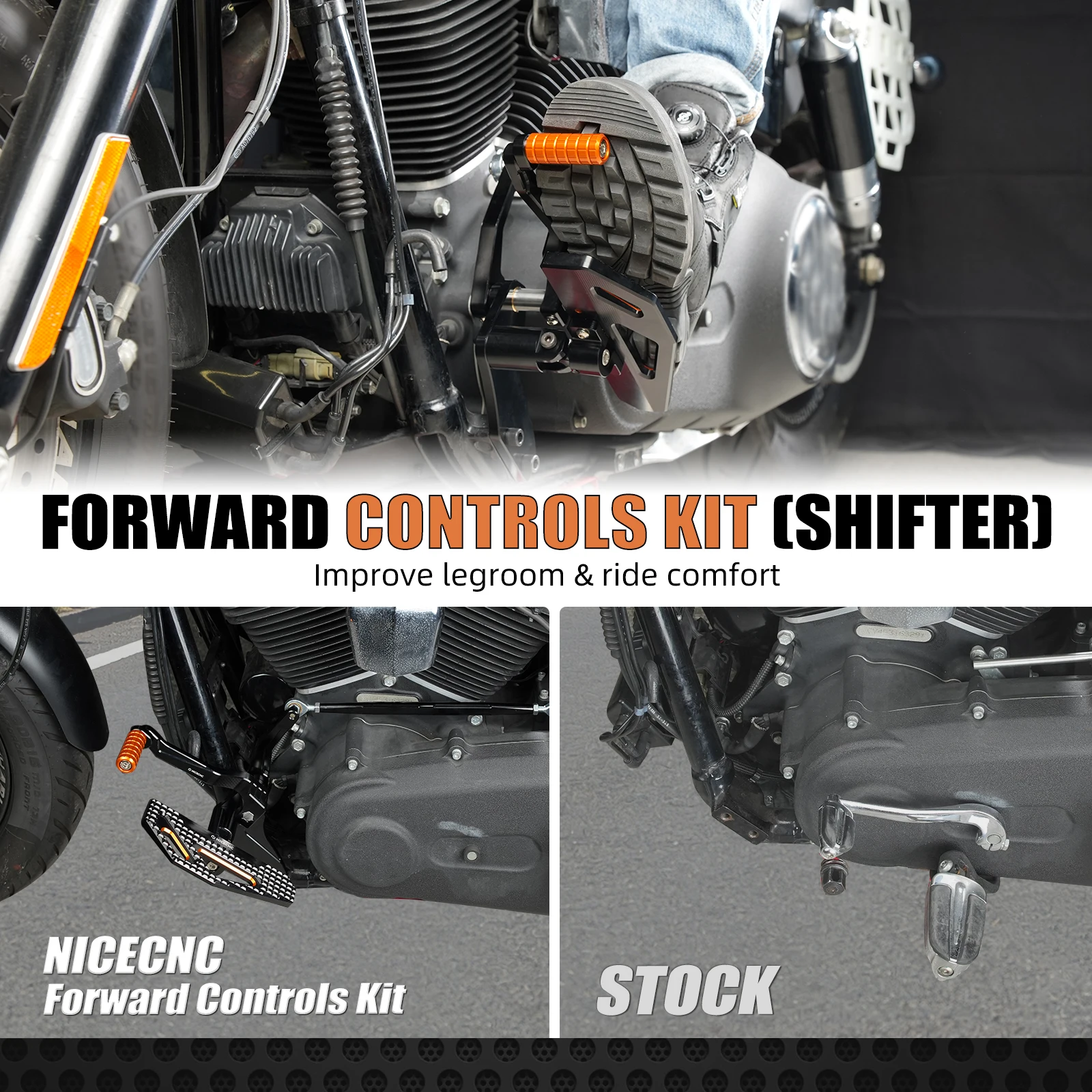 For Harley Dyna Low Rider FXDL Fat Bob FXDF Street Bob FXDB Wide Glide 00-17 Motorcycle Complete Forward Controls Kit Foot Pegs