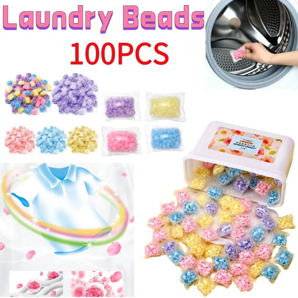 100Pcs Laundry Fragrance Beads Granule Water Soluble Softener Scent Booster Aroma Boosting Lasting Clothes Aromatherapy Parts