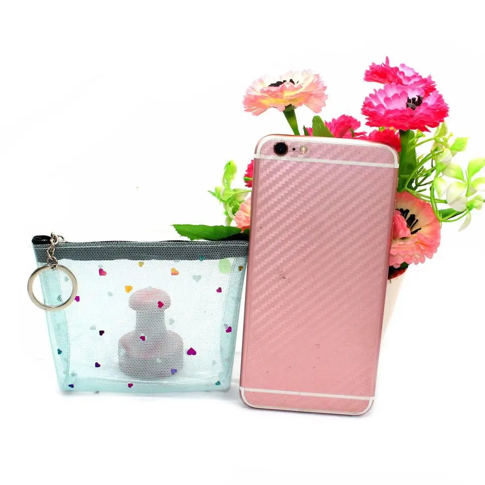 Portable Candy Color Transparent Coin Purse Zipper Mesh Small Wallet Korean Style Heart Card Storage Bag Women