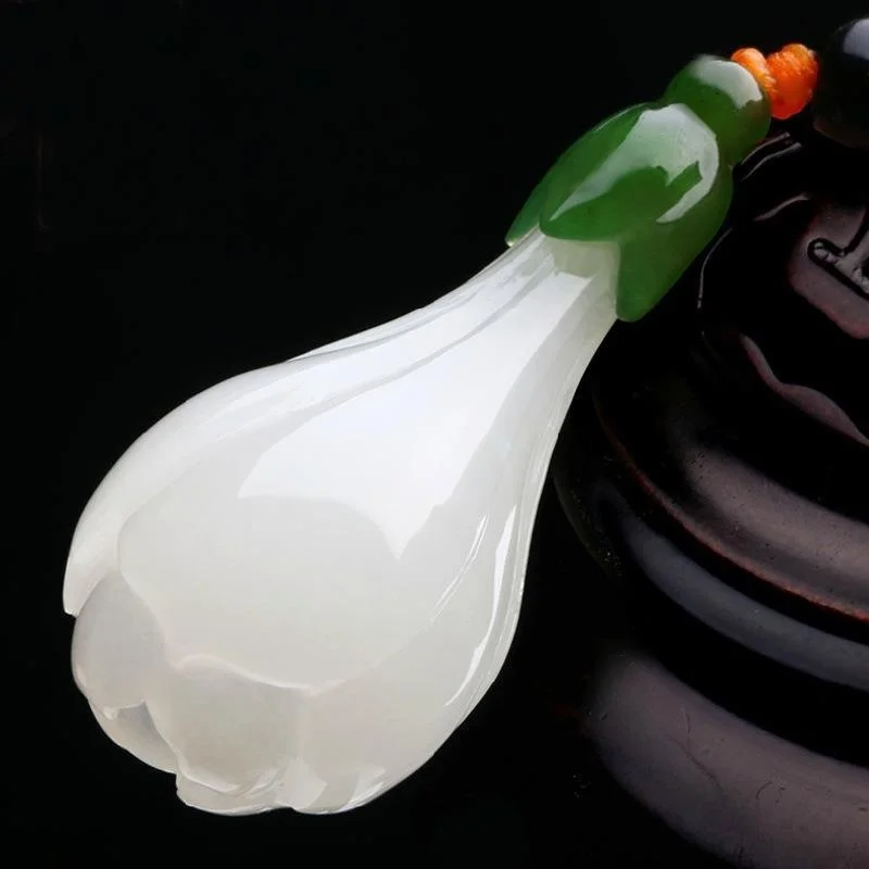 

Xinjiang White Jade Magnolia Pendant Jade Fashion Flower Pendant Jade Necklace Pendant Chain