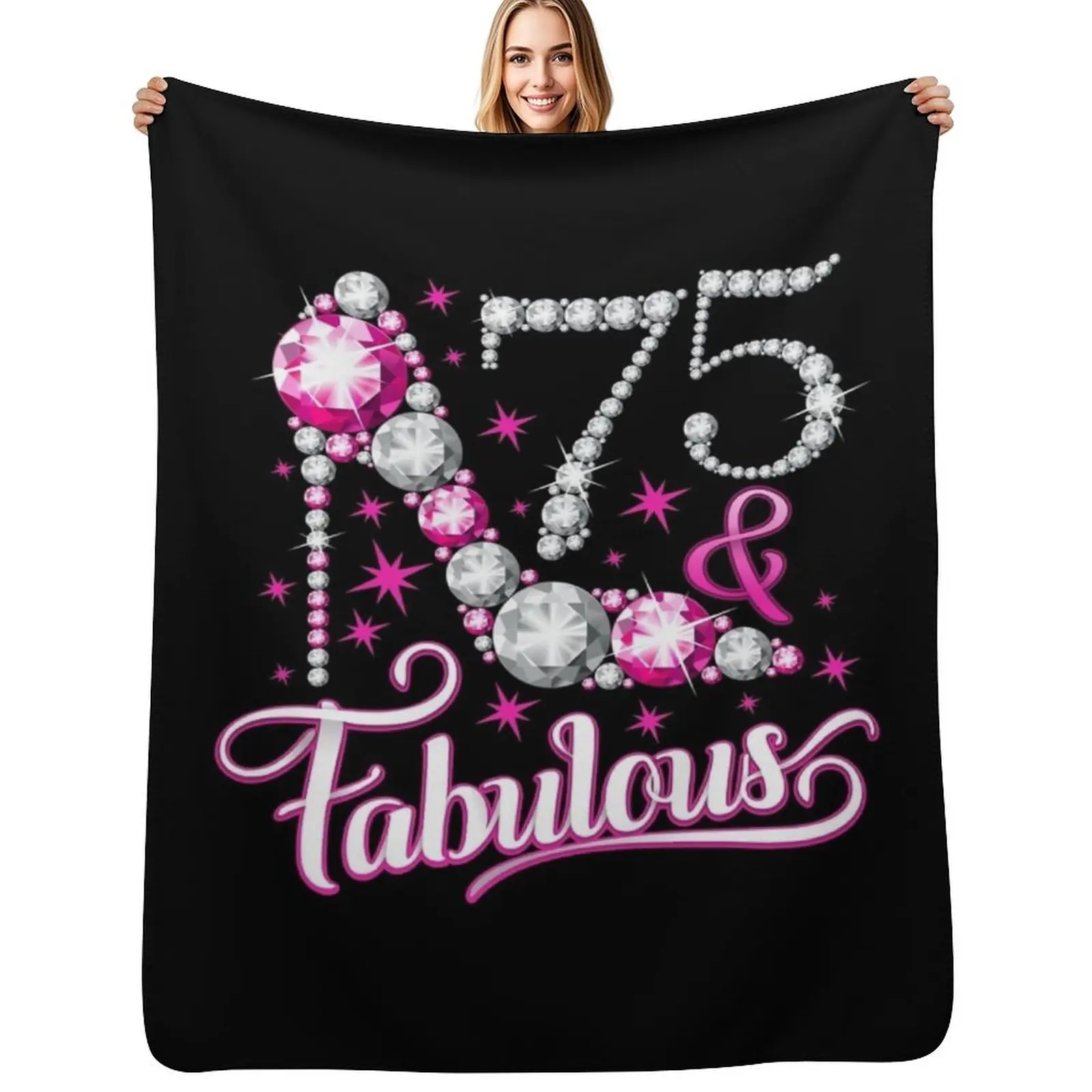 

75th Birthday design. 75 & Fabulous ladyas Throw Blanket valentine gift ideas Sofa Throw blankets ands Luxury Brand Blankets