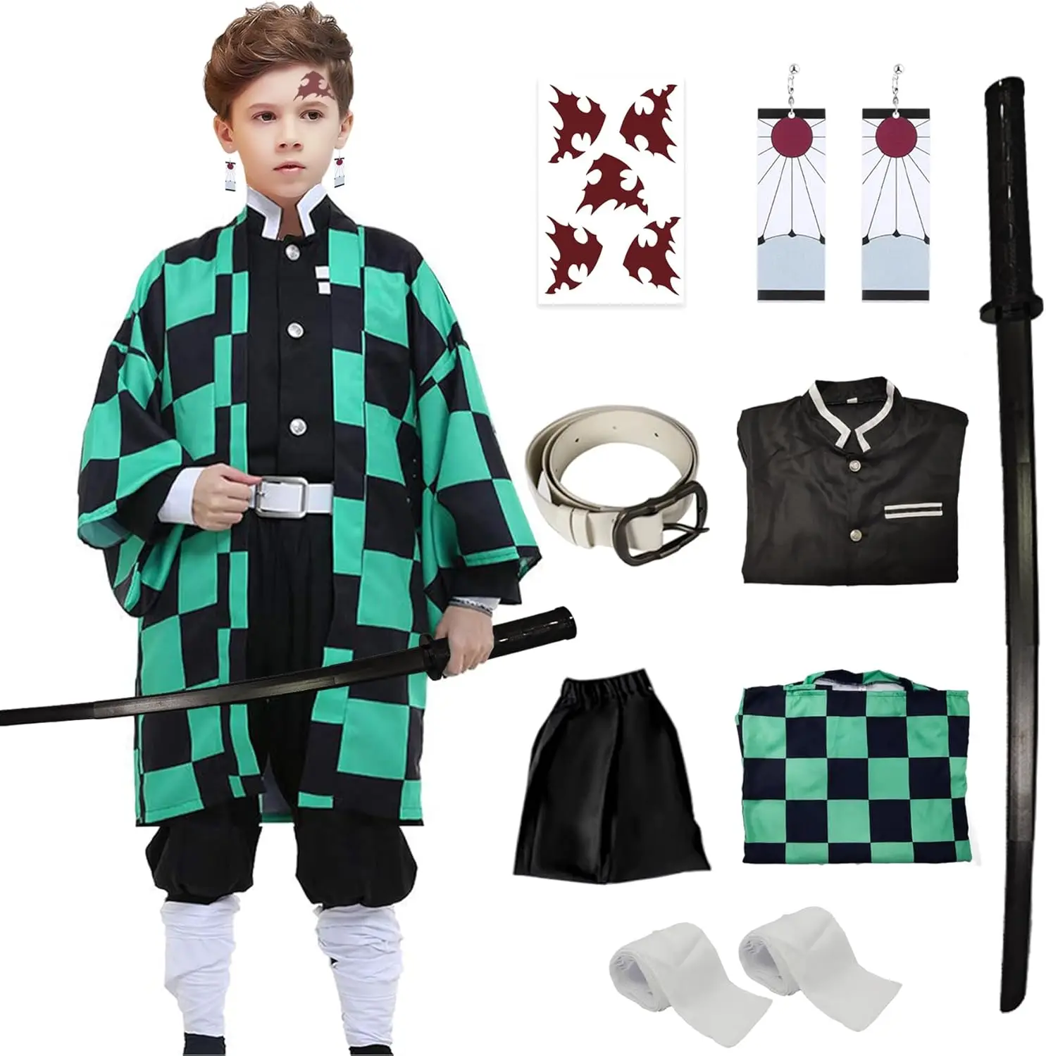 

Anime Demon killer Kamado Tanjirou Cosplay Costume Kimetsu Yaiba Cartoon Costume Sutis Halloween For Kids Adult CosParty