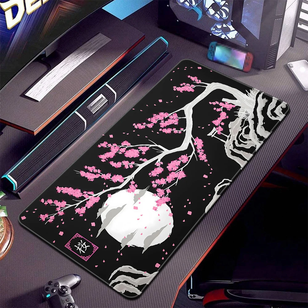 Large Mouse Pad XXL Gamer Mousepad Japan Cherry Blossom Sakura Rubber Mouse Mat Gaming Keyboard Mat 90x40cm HD Print Table Mats