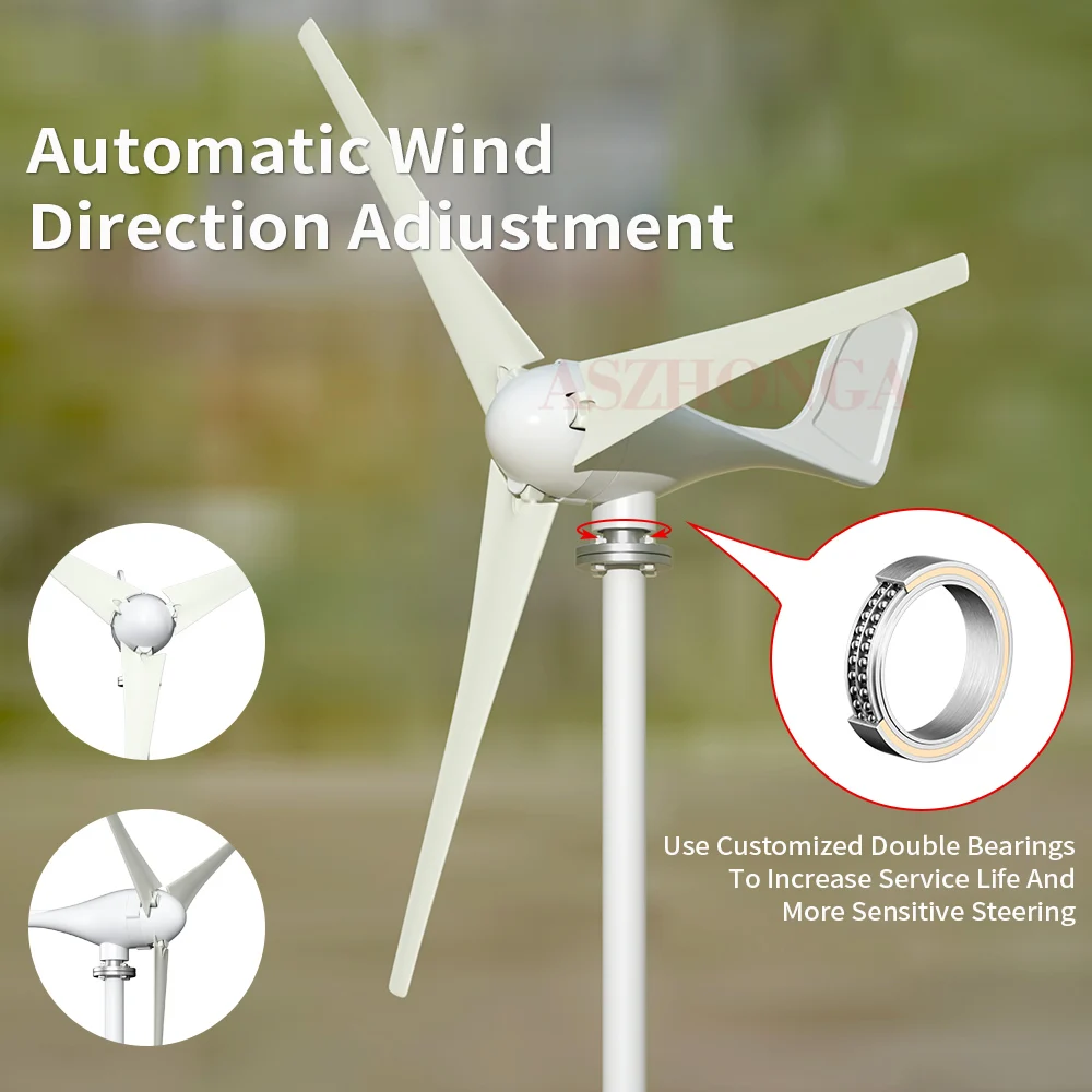 100W/200W/300W/400W/500W light wind mill 12V/24V Horizontal Shaft Wind Turbine 3 Blades Wind Turbine Generator For Home Farm