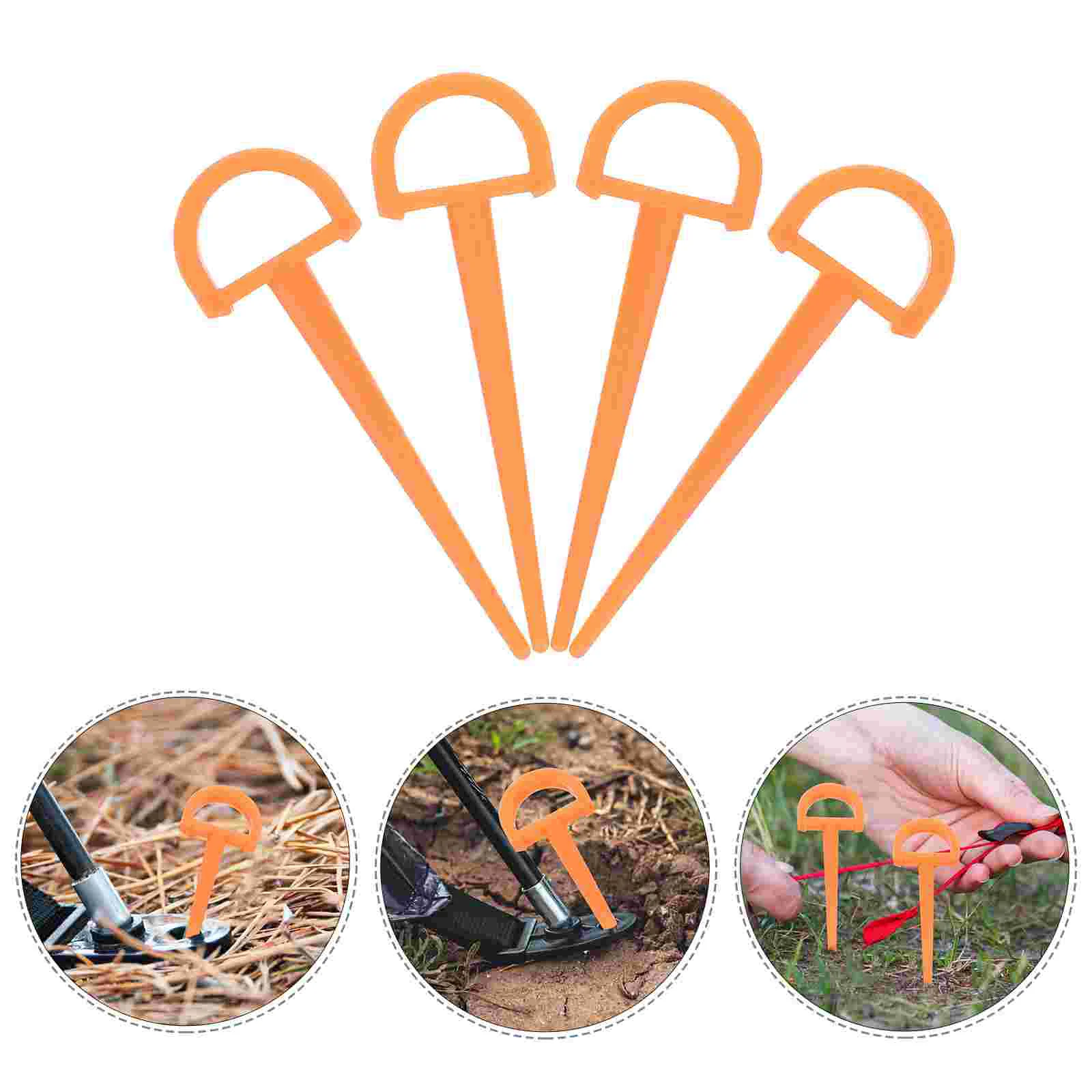 4 Pcs Tent Plastic Ground Pegs Stakes Picnic Mat Orange Bouncy Castle