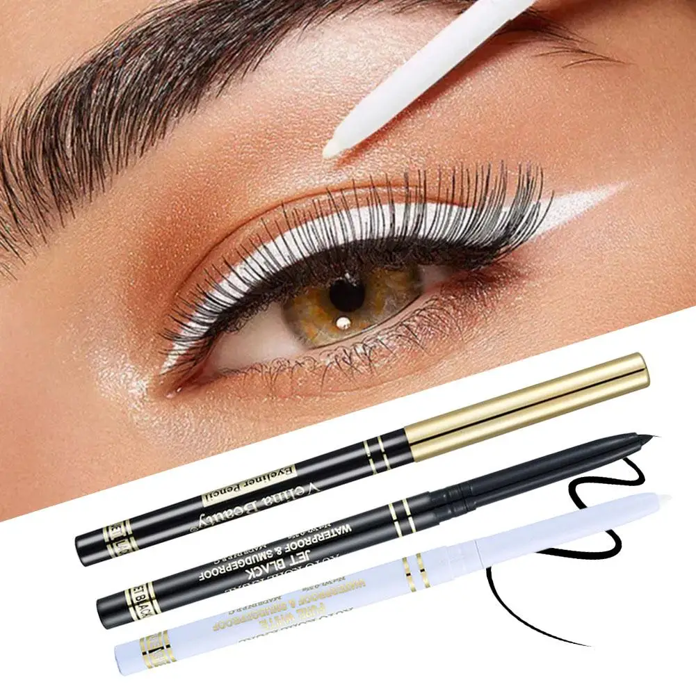 Dauerhafter schwarz-weißer Eyeliner-Gelstift, wasserfest, flüssig, schnell trocknend, Augen nicht blühend, kosmetischer Eyeliner-Liner-Make-up-Stift