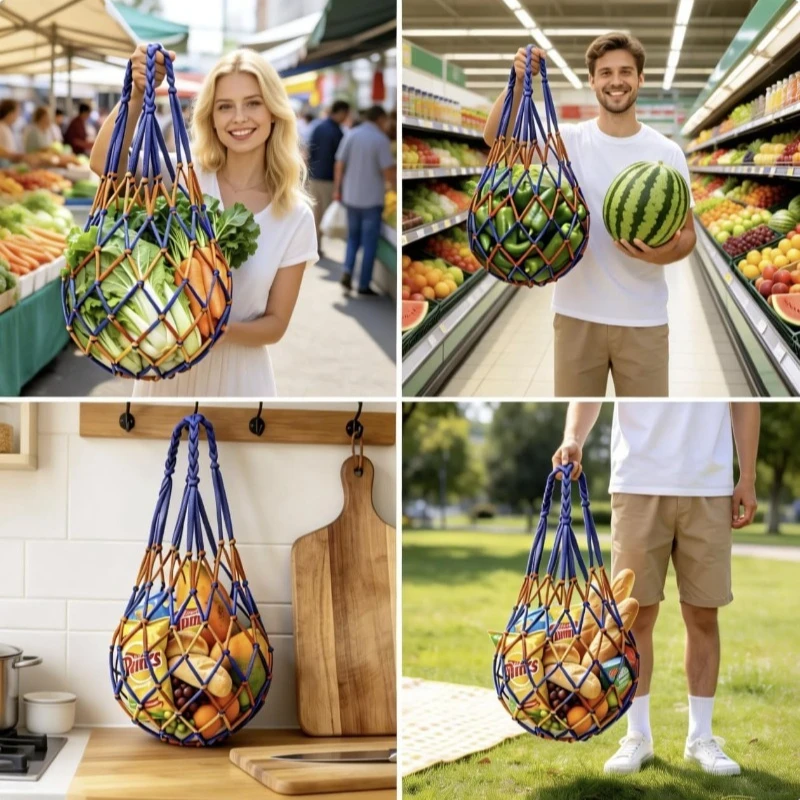 Basketball-Netztasche aus dickem gewebtem Nylon-Mesh, strapazierfähige Tragetasche für Basketball-, Fußball-, Volleyball- und Sportbälle. – Detail 5