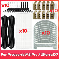 Compatible For ( Proscenic M8 Pro / Ultenic D7 ) Robot Vacuum Cleaner Spare Part Main Side Brush Hepa Filter Mop Rag Dust Bag