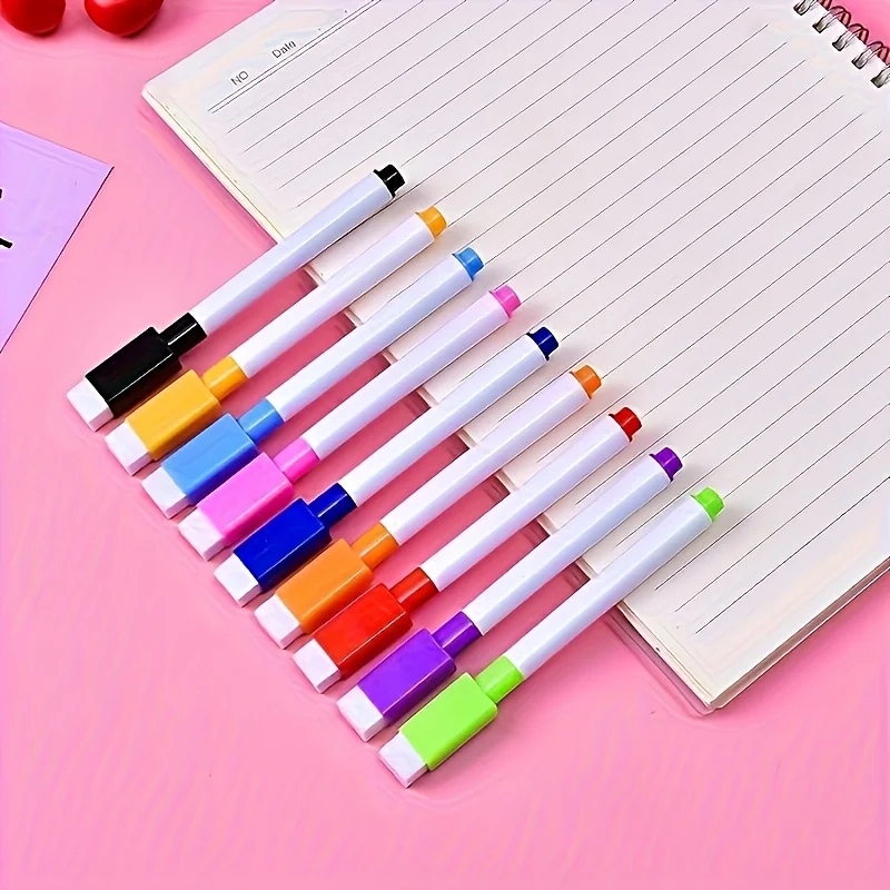 8Pcs Dust-Free Dry Erase Whiteboard Markers Non-Toxic Quick Dry Anti-Fade Multi Surface Writing Pen