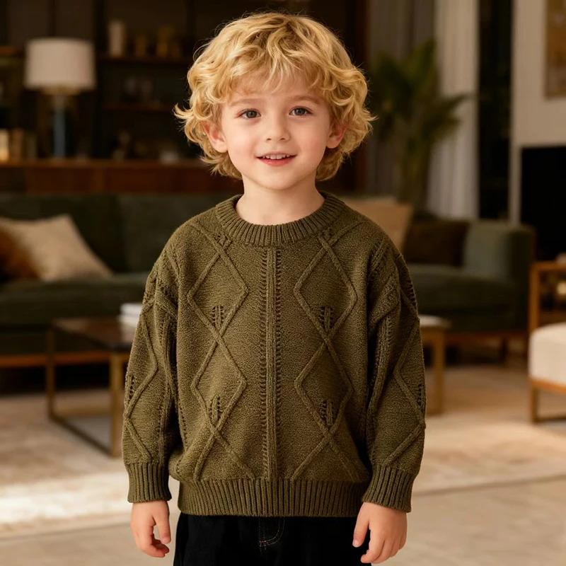 

Autumn Baby Girls Knit Sweater Pullover 1-6Yrs New Winter Children Pure Cotton Round Neck Knit Tops Korean Style Kids Clothes