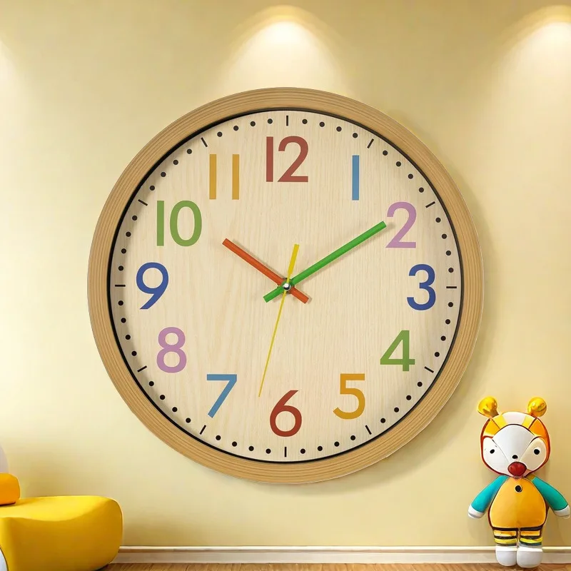 12 Inch Silent Kids Wall Clock Non-Ticking Battery Operated Colorful Decorative Clock for Children Nursery Room Bedroom decor