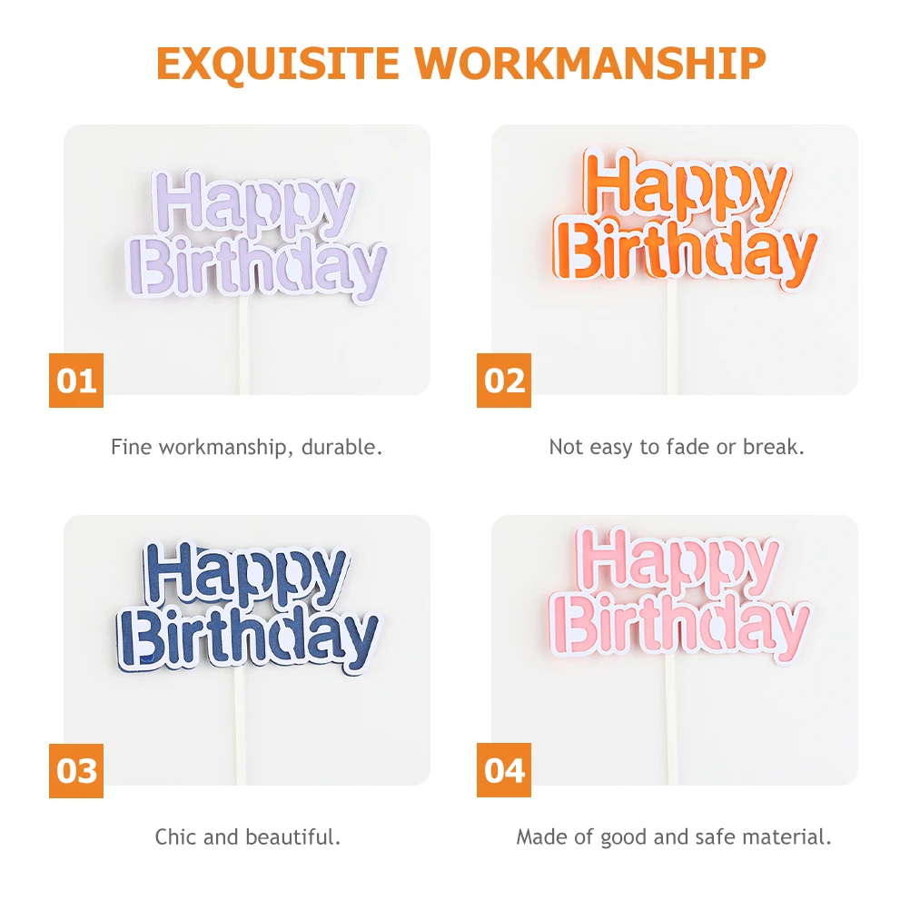 

10Pcs Happy Birthday Cake Topper Stylish Safe Material Birthday Party Cake Decoration Pretty Beautiful