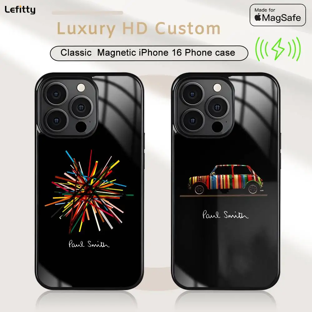 Модный дизайн P_Pauls S_Smith, чехол для телефона MagSafe, магнитный для iPhone 16, 15, 14, 13, 12, 11 Pro Plus Max, мини-беспроводное зарядное устройство Funda