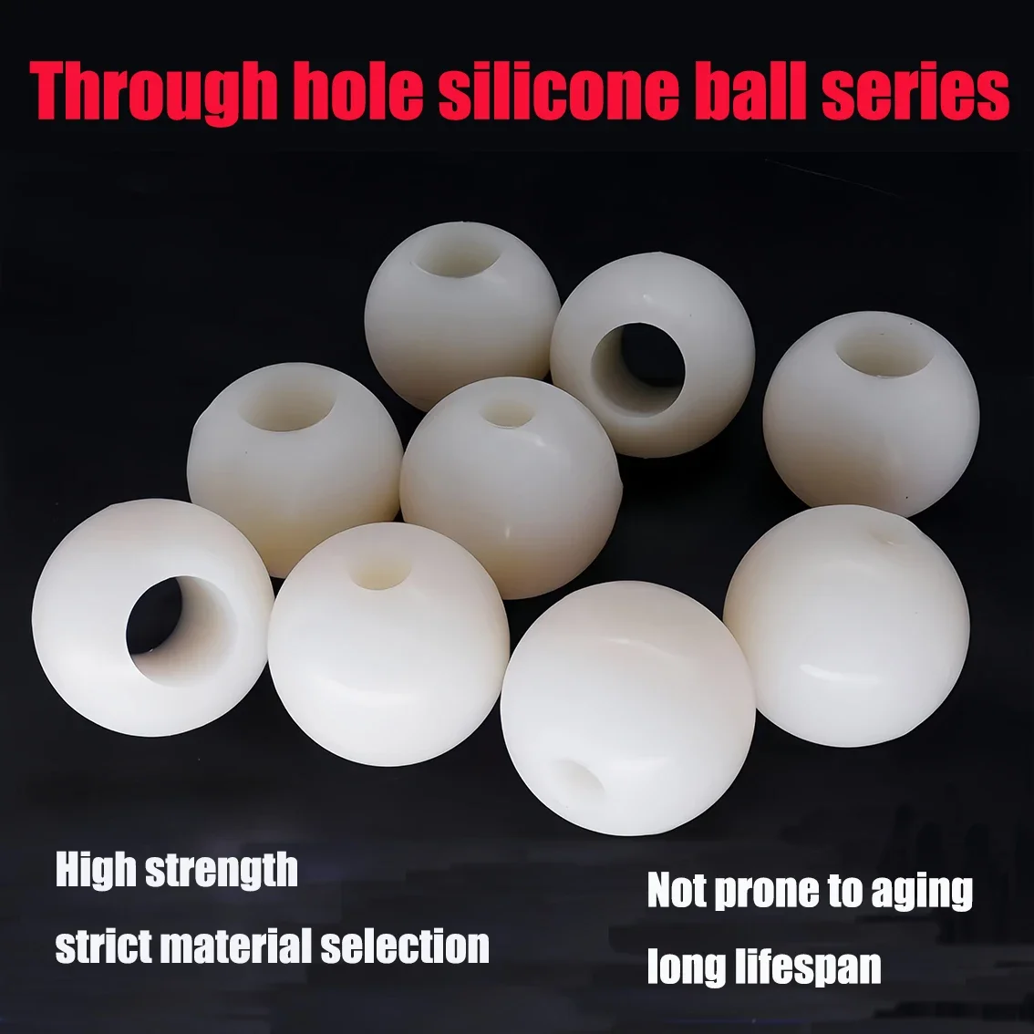 1-50pcs White Vibrating Screen Through-hole Silicone Ball Diameter 15mm-135mm High Elasticity Hollow Silicone Ball