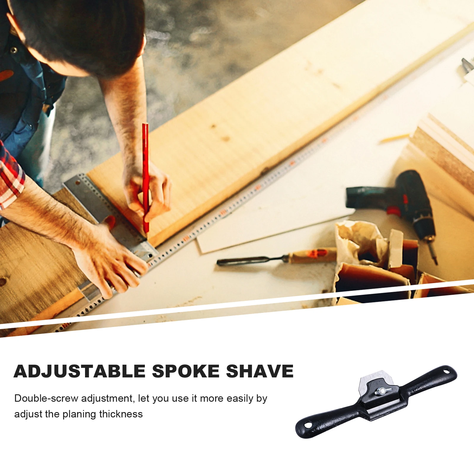 

Woodworking Monofilament Bird Planer Shave Adjustable Spokeshave For Woodcarver H Tool Durable Metal Double Screw Wide