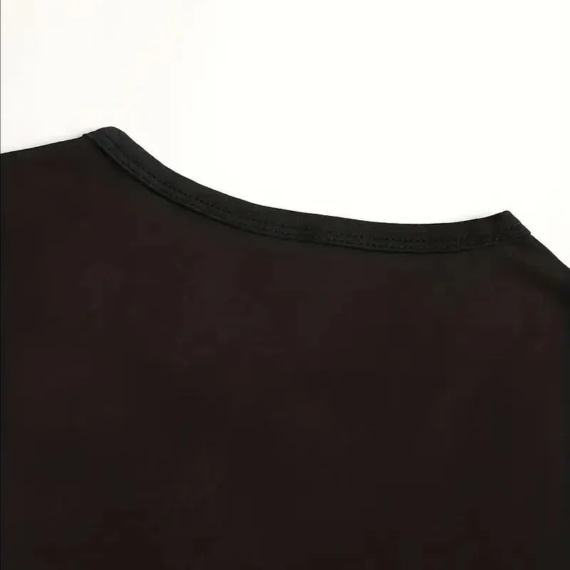 عادية طاقم الرقبة طويلة الأكمام قميص أسود المرأة عناصر الشكر والأبجدية طباعة تي شيرت الشارع الشهير جميع المواسم بلايز