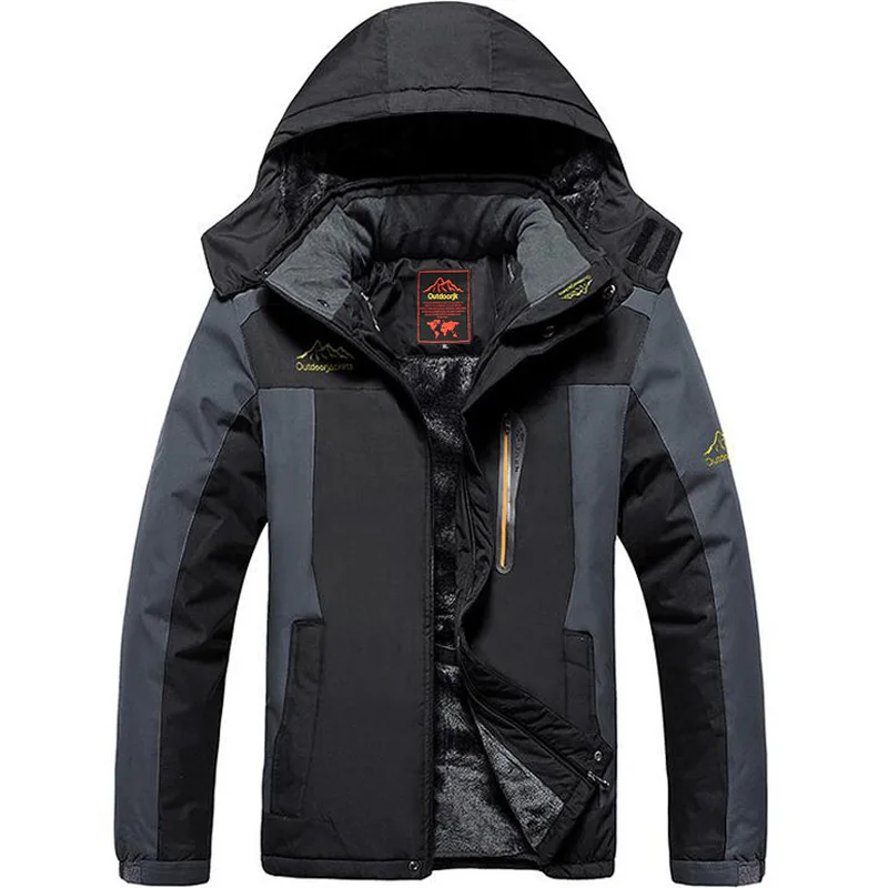 Outdoor Hardshell Plus Size Men\'s Field Fishing Clothing Winter Waterproof Windproof and Cold Resistance Mountaineering Jacket