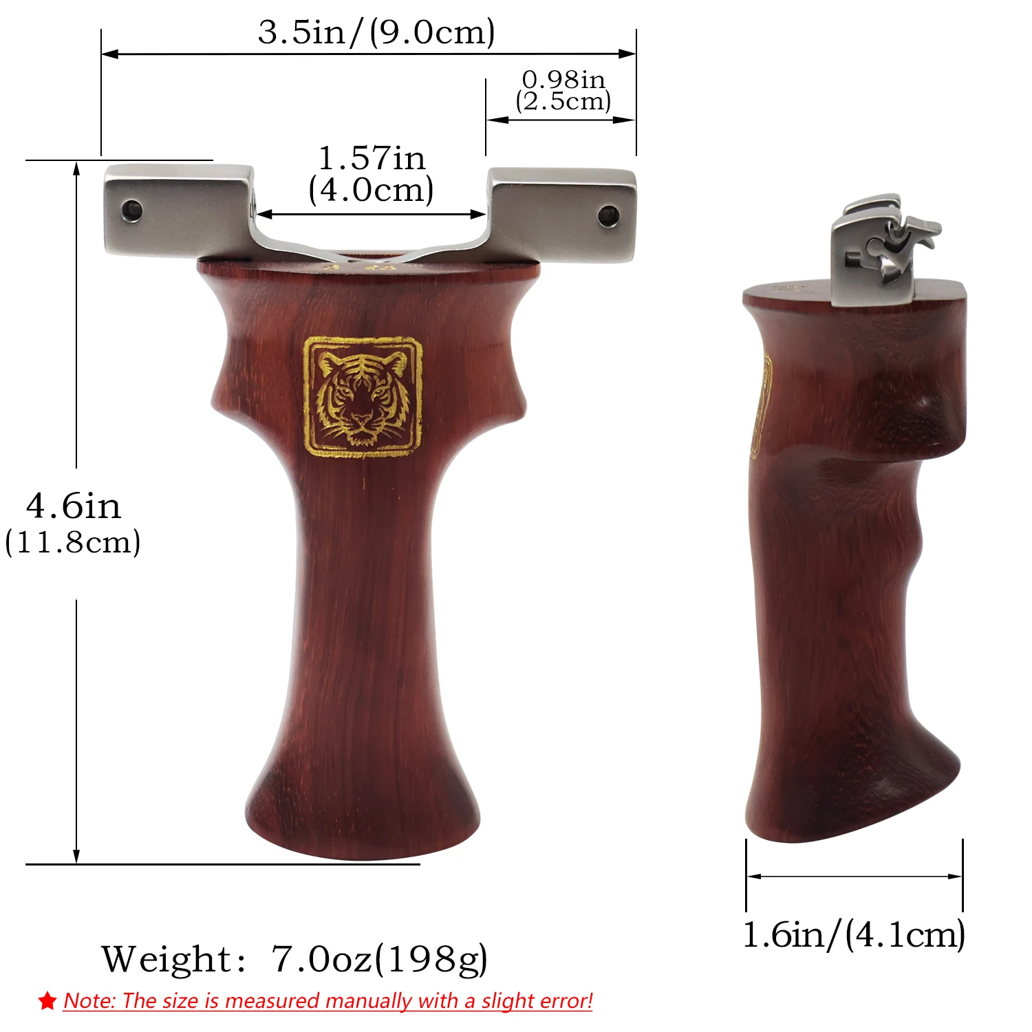 Titanium Alloy Teeth Fixed Hunting Slingshot Comfortable Wooden Grip Outdoor Rubber Band Launcher Stainless Steel Slingshot Head