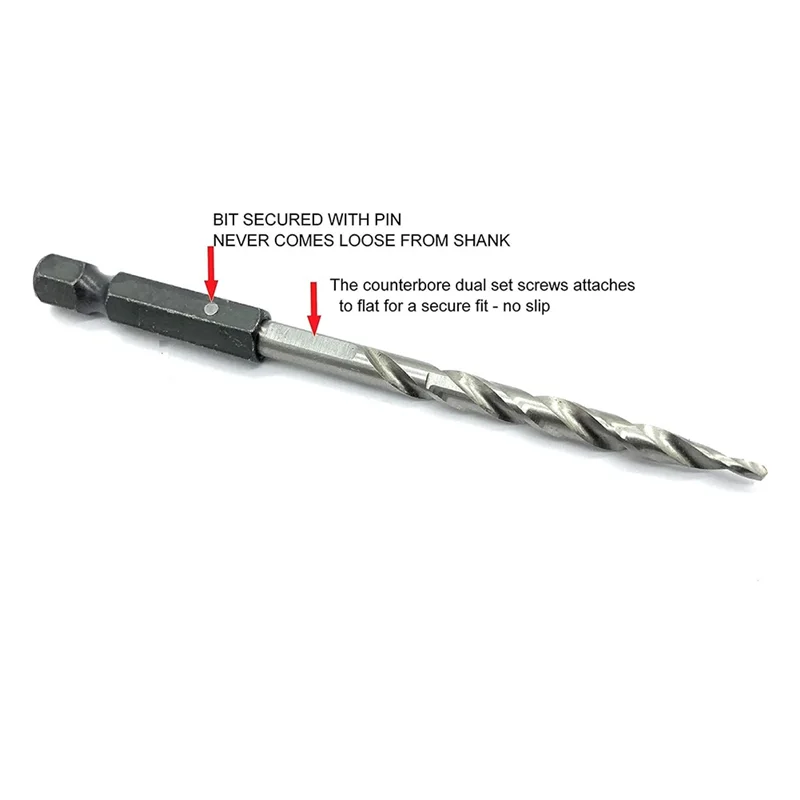 ABJO-5Pcs เหล็กความเร็วสูงปรับไม้ Countersink เจาะชุด Bit เรียวเจาะบิตสําหรับงานไม้ 4 6 8 10 12