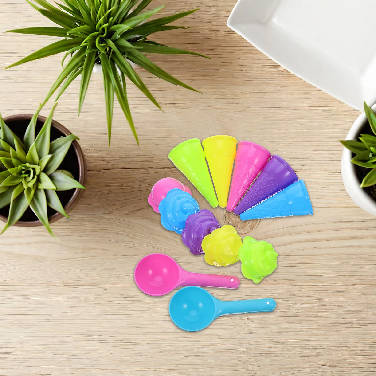 2 مجموعات الأطفال العفن الإبداعية الآيس كريم المخروط البلاستيك مغرفة رمل الشاطئ في الهواء الطلق اللعب مجموعة للأطفال لعبة الرمل الآيس كريم #1