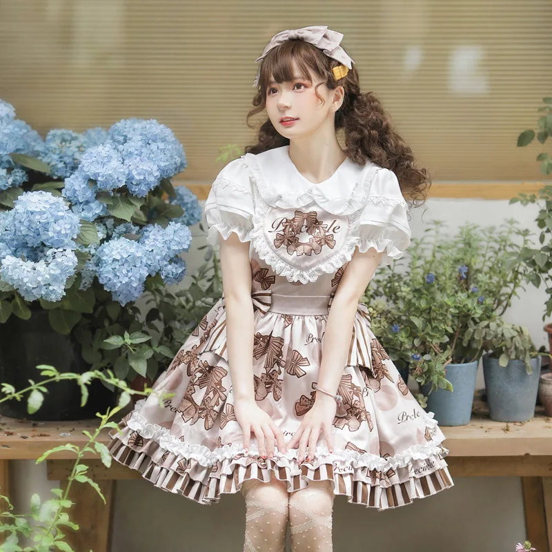 Vestidos Kawaii Lolita para niñas, falda de verano, camisas Jk, princesa Miads, dulce vestido escalonado, traje de Cosplay japonés