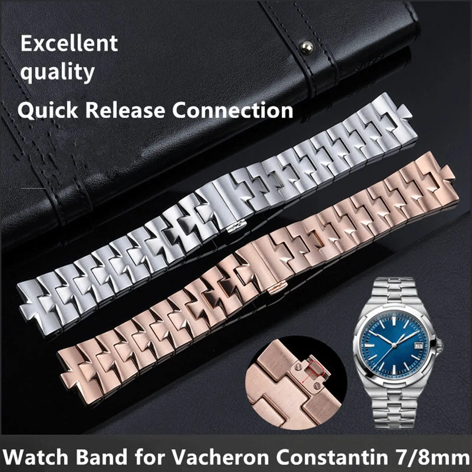 24mm 7mm 8mm Quick Release Connection Stainless Steel Bracelet Watch Band for  Strap Watchband