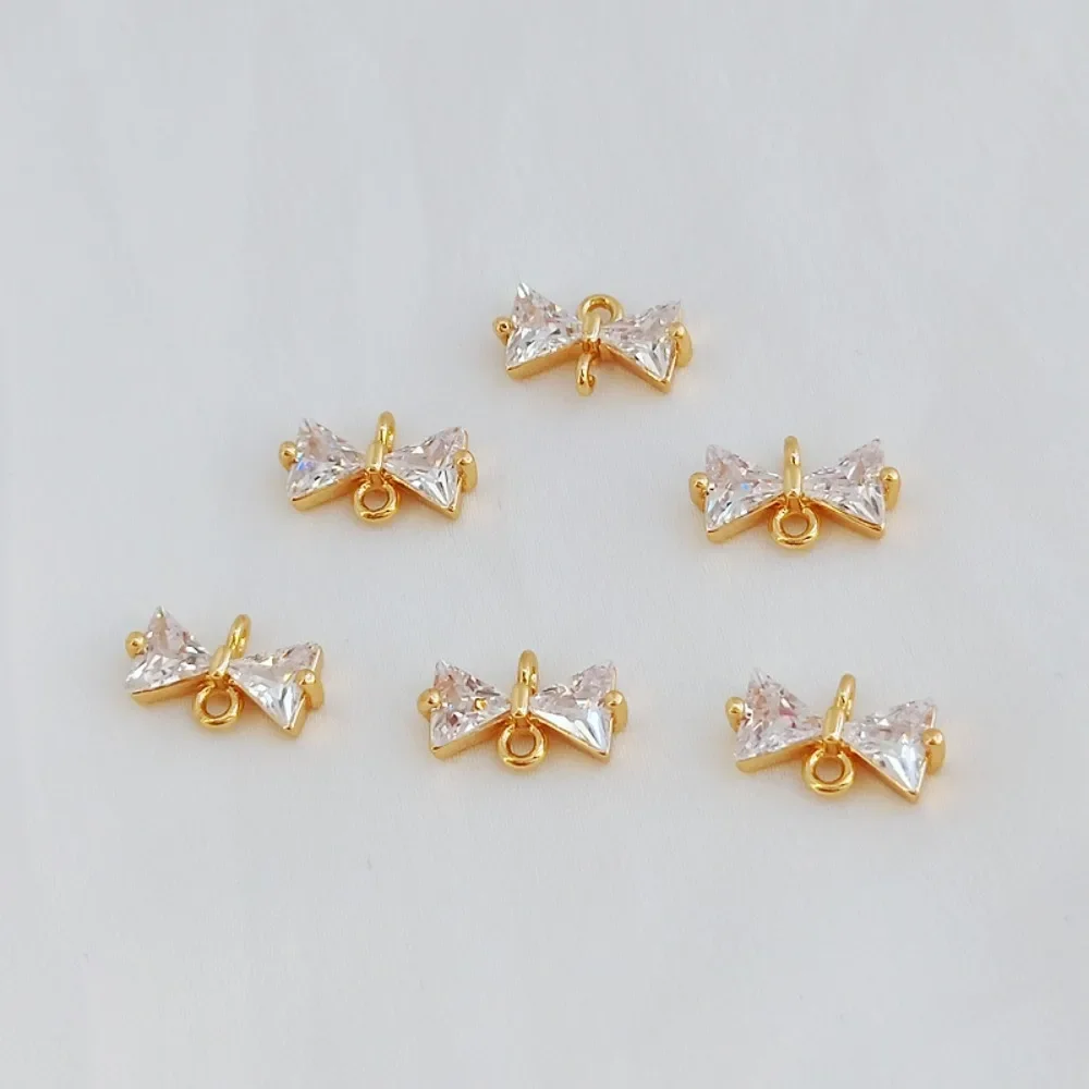 

Браслет-подвеска с двойным бантом из 14-каратного золота, подвеска «сделай сам», 12*7 мм