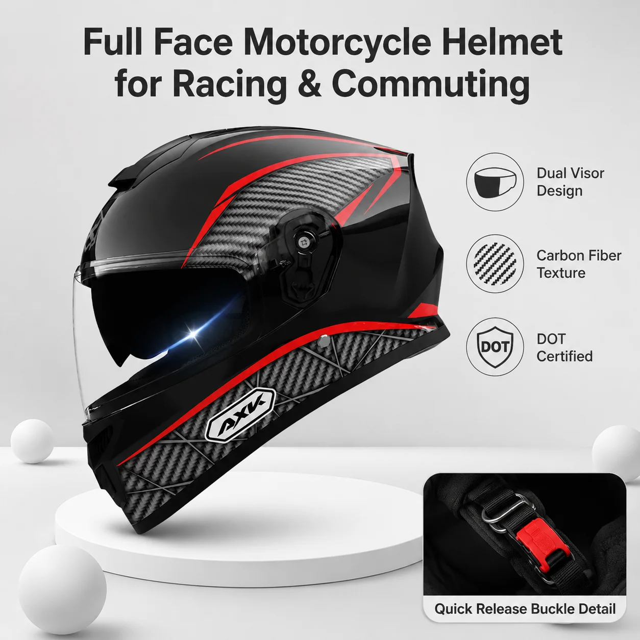 Casque de moto intégral à taille réglable 54-61 cm avec double visière, design graphique toutes saisons pour moto de rue et scooter