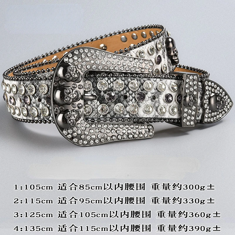 Cinturón con incrustaciones de diamantes de imitación de calavera oscura Unisex, hebilla de Pin Punk de diamante avanzada, accesorios de ropa,