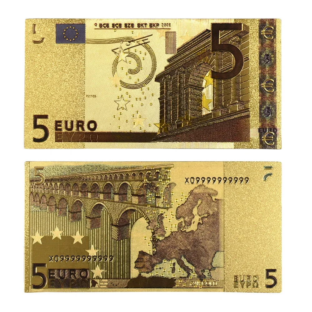 5~100pcs 500 Euro Plastic Gold Banknotes Colorful European Banknote Commemorative Notes 24K Gold Plated Euros Money