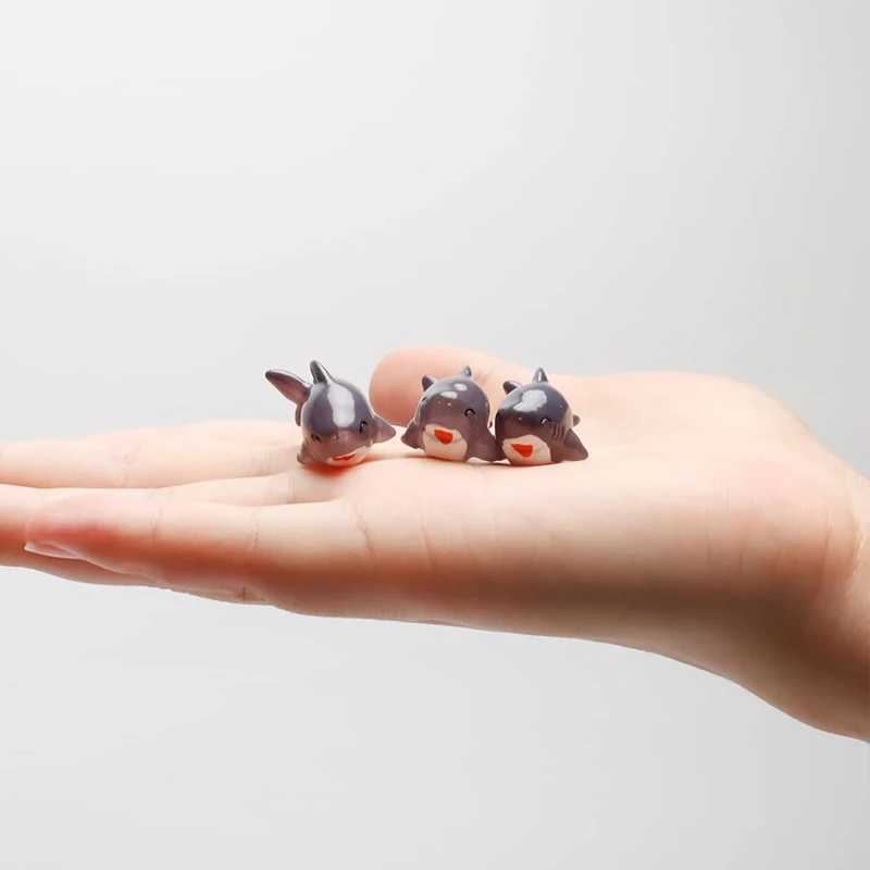 5/10pcs Mini Resin Shark Miniatures, Sea Animals Figurine Home Desk Ornament, Fairy Garden Micro Landscape DIY Craft Decoration