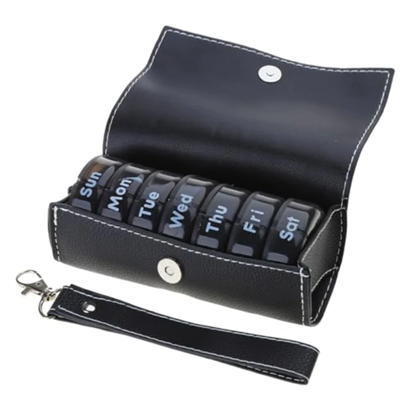 

7-dayTravel Moisture-proof 14 Grid Medicine Box Portable Leather Bag Morning And Evening Split Packaging Plastic Medicine Box