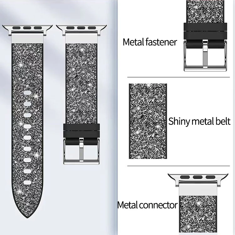 Glitter Silicone Watch Band for Apple Watch 46 42mm 44 41 45 40 38 49mm Women Strap Shiny Wristband for Iwatch S11 10 9 8 7 6 SE