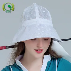 G-life Women Sun Protection Golf Caps Ladies Breathable Wide Brim Hats Women Lace Hollow Bow Visor Summer Outdoor Anti-Uv Caps