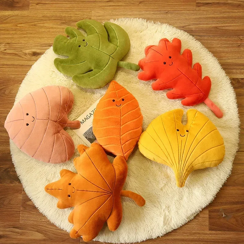 Oreiller en peluche douce, plante, poupée, feuille d'érable, feuille de Ginkgo, Simulation de feuille, jouet de câlin, décoration de maison, cadeaux d'anniversaire