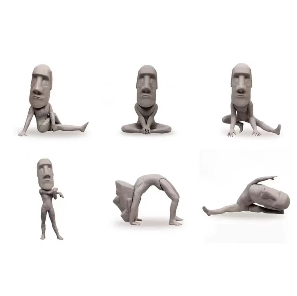 Gacha Scale Model Japanese Genuine  A Moai Wiggly Easter Sculpture During A Stretching Workout Collection Action Figure Toy