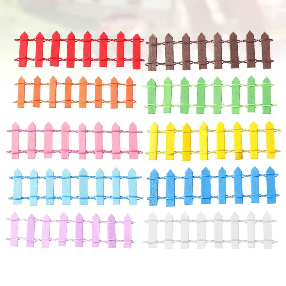 10 pçs mini cerca de madeira para jardim de fadas decoração da árvore de natal diy paisagem pequena casa quintal micro planta borda de madeira artesanato kit