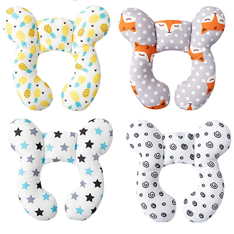 New Cartoon Children's Cotton Soft U-shaped Sleeping Pillows Baby Stroller Children's Pillow Baby Functional Stroller Pillow
