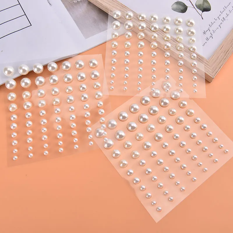 1 лист пластиковых полукруглых жемчужных декоративных наклеек для телефона