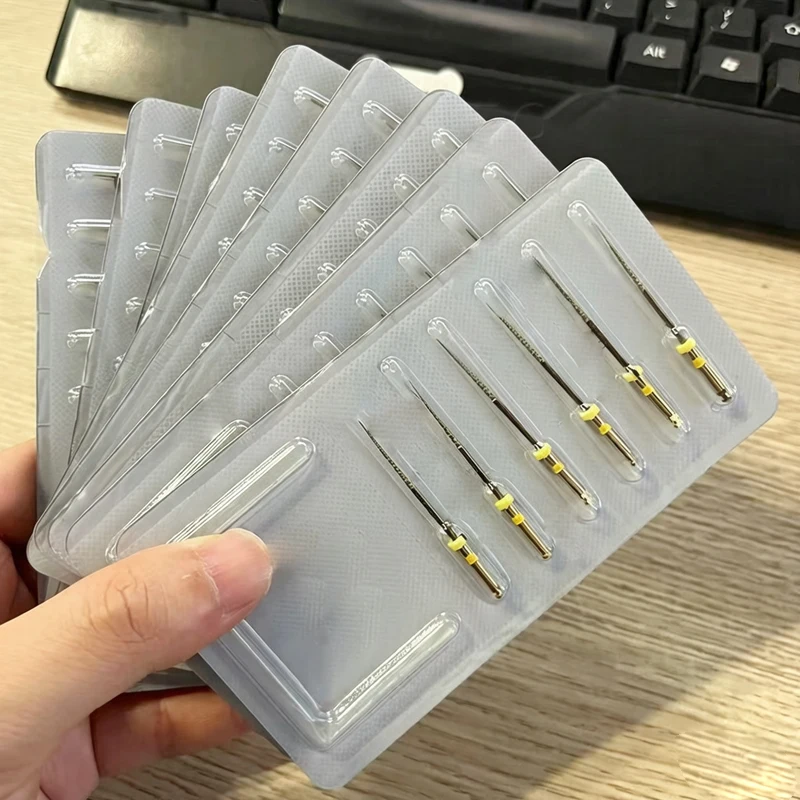 60 pièces/10 paquets de lime à denture rotative dorée – Limes flexibles activées par la chaleur pour le traitement des canaux radiculaires |   Outil d'endodontie