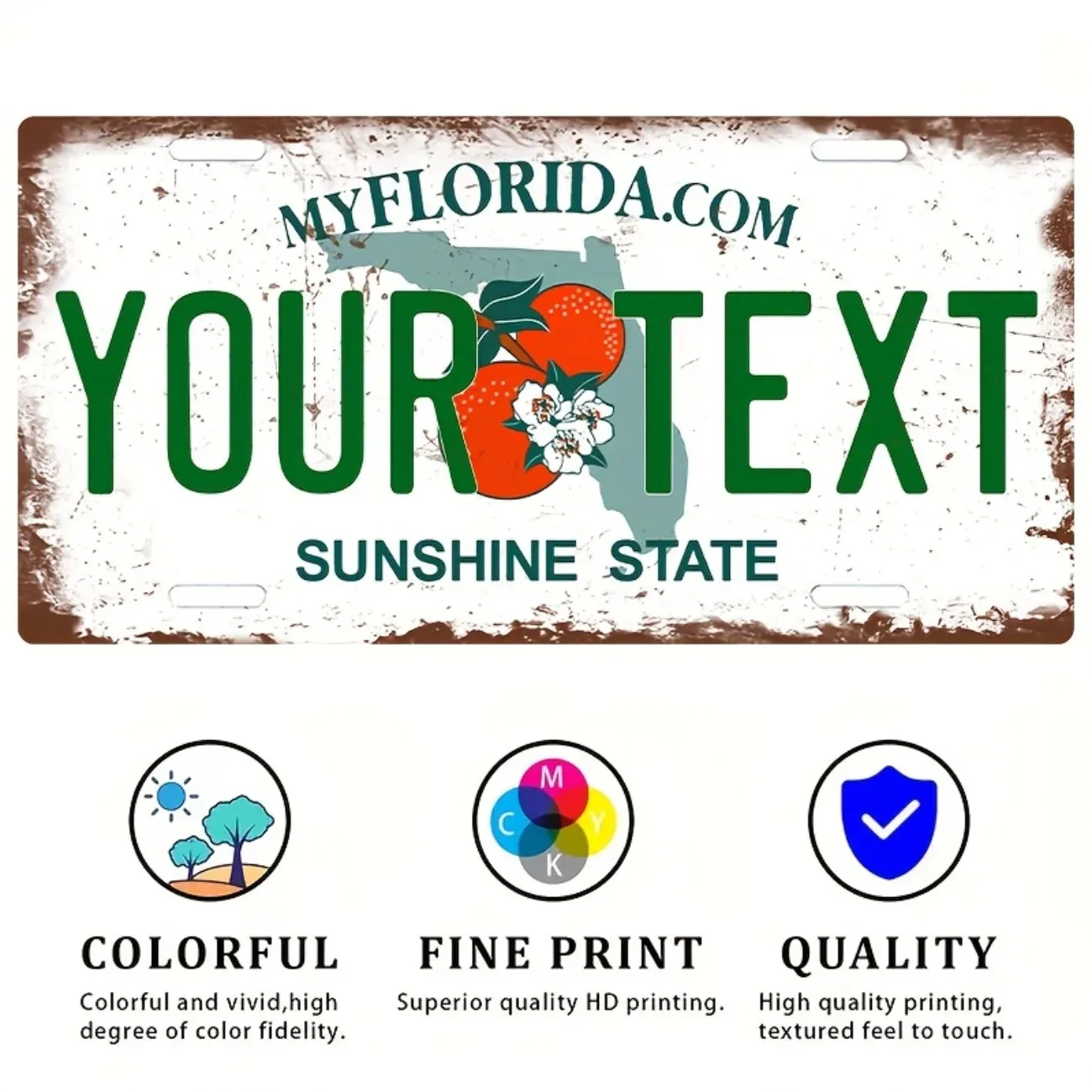 لوحة ترخيص ألومنيوم فلوريدا الرجعية القابلة للتخصيص - ديكور منزلي مخصص لولاية أشعة الشمس، لافتة فنية جدارية عتيقة