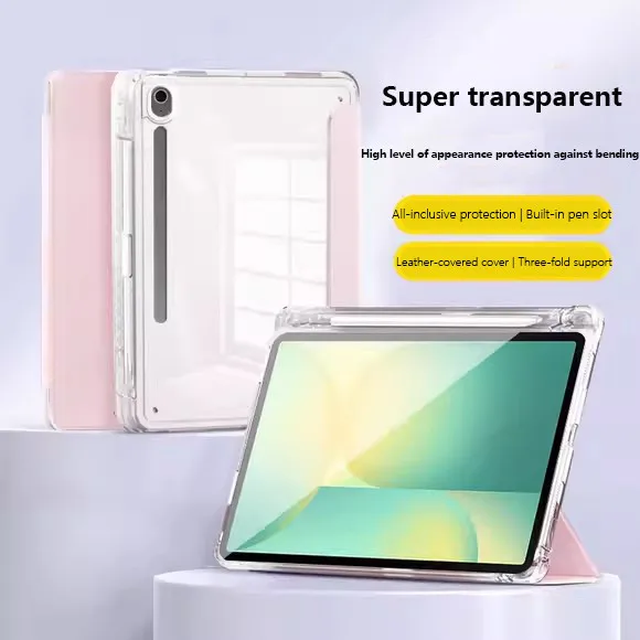 

Прозрачный акриловый чехол для Samsung Galaxy Tab S11 11 дюймов 2025 S10Lite S9 FE Plus S8 S7 S6 Lite A9 A8 S7+ 12,4 с держателем для карандашей