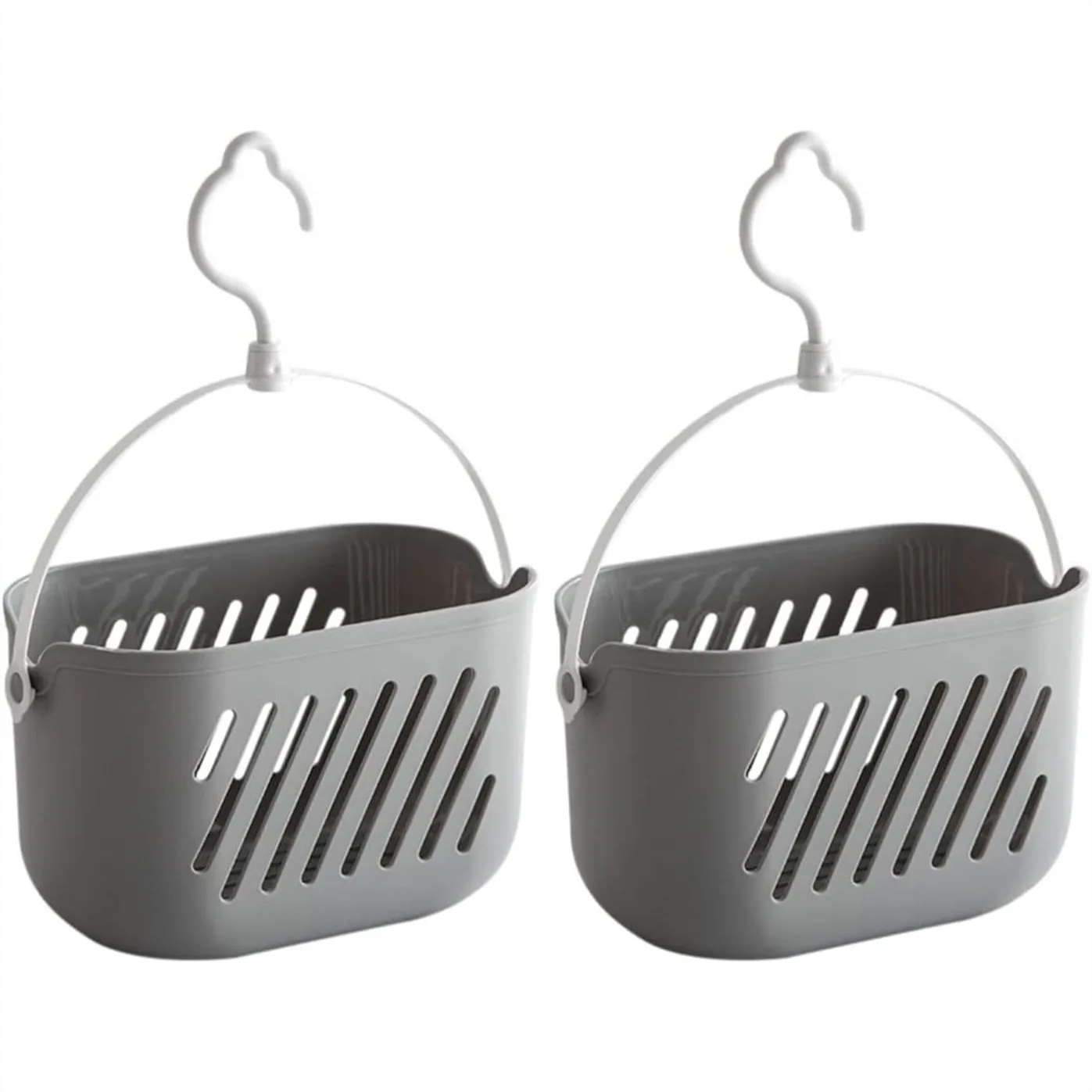 

Hanging Shower Caddy 2-Pack Plastic Storage Basket for Bathroom Kitchen with Handle and Drain Holes