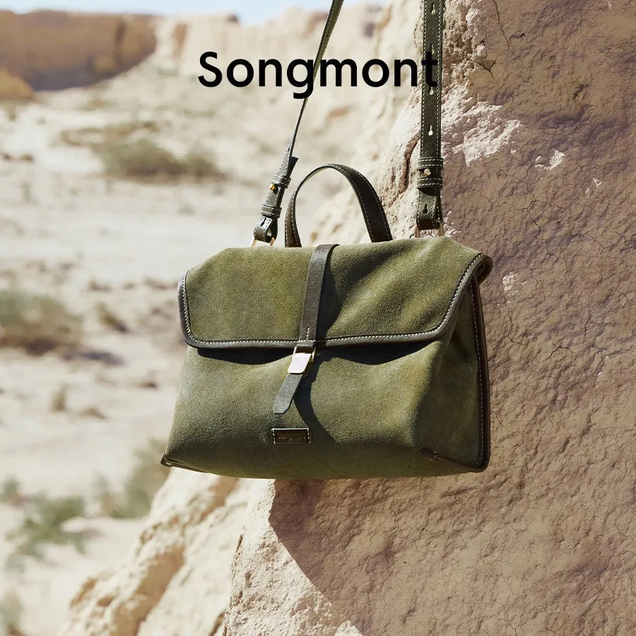 حقيبة كتف Songmont Vintage - حقيبة كتف من جلد الغزال، سحر ريترو، حقيبة كروس يومية ممتازة